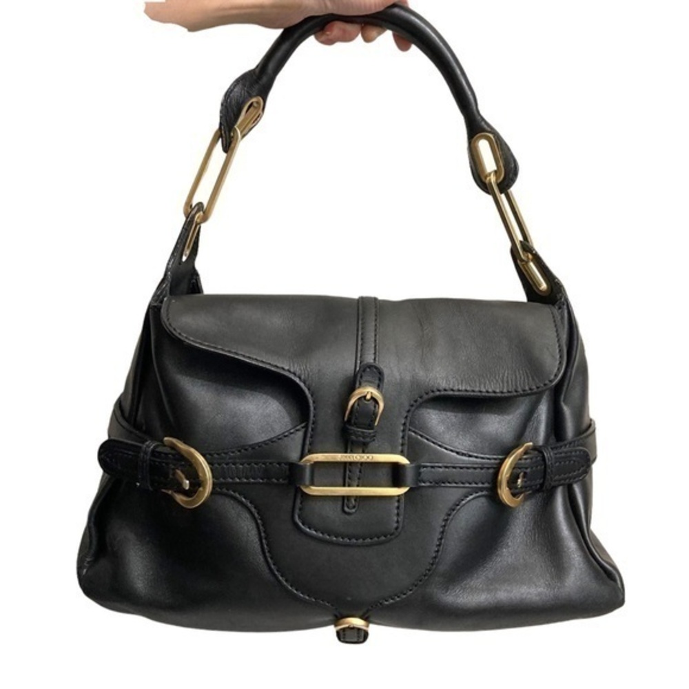 Jimmy choo tulita satchel bag black leather